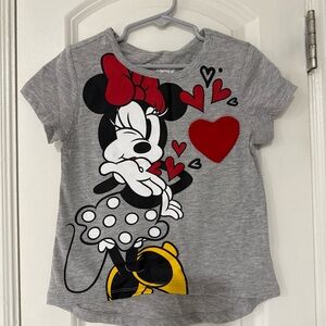 Disney Minnie Mouse Gray Tee with Red and Yellow Accents